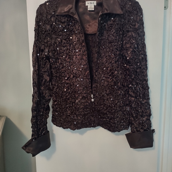 MSK Brown Dressy Top. Size Small. - Picture 9 of 11